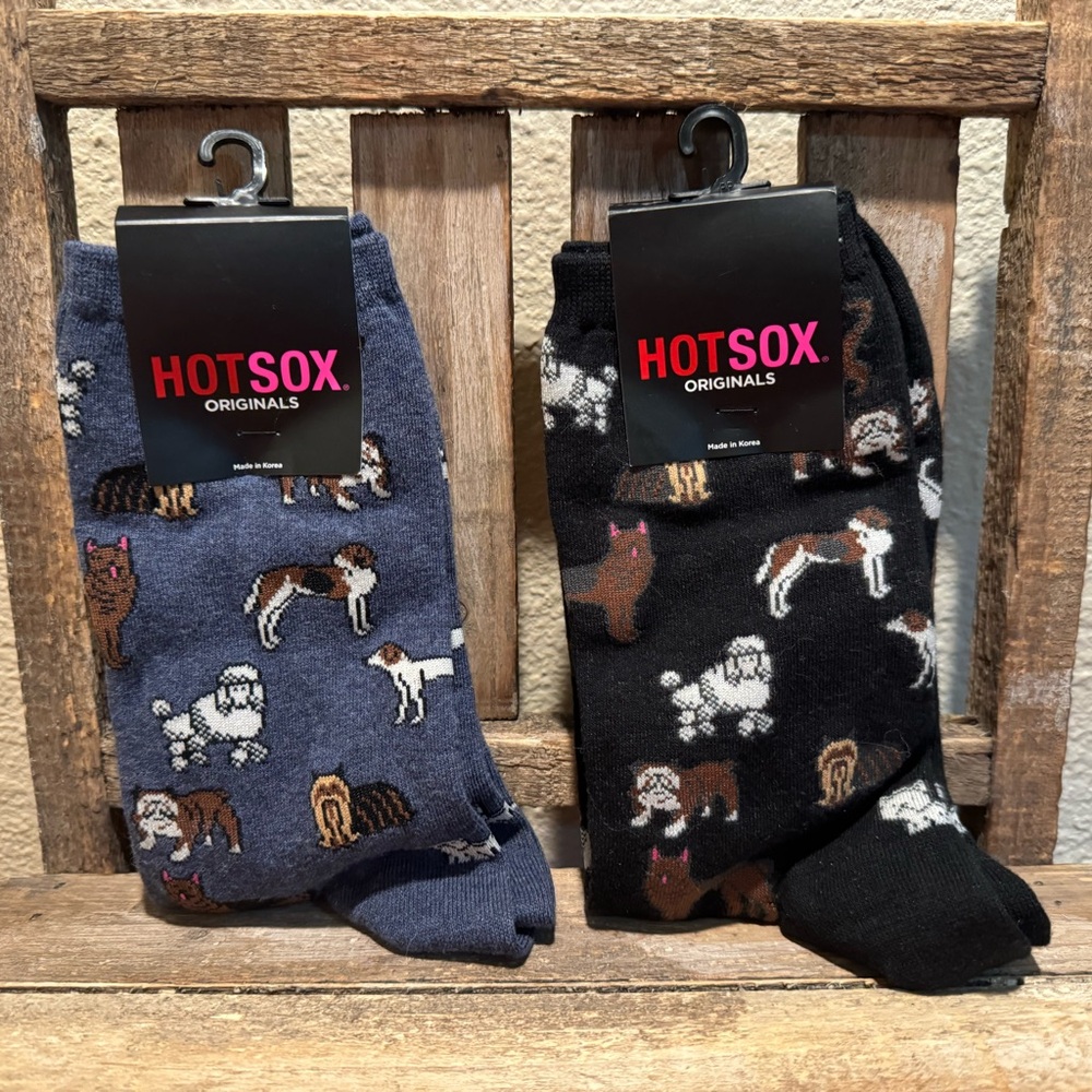 Dog Themed Socks Set Of 2, Novelty Crew Socks, Hot Sox, Dog Socks